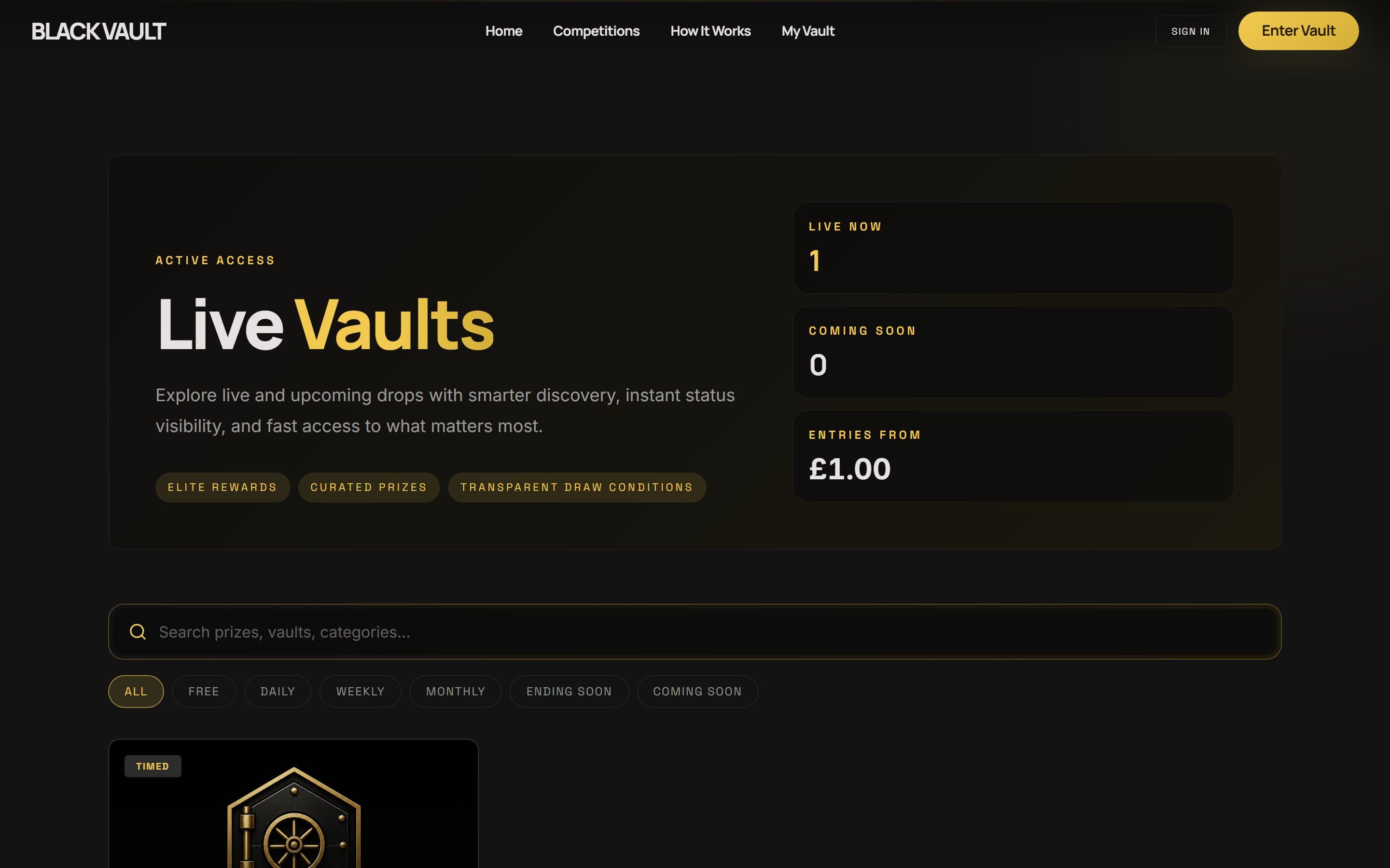 Black Vault Competitions Interface 1